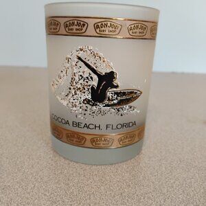 Ron Jon Surfin Cruiser Vintage Frosted Rocks Glass 1980s